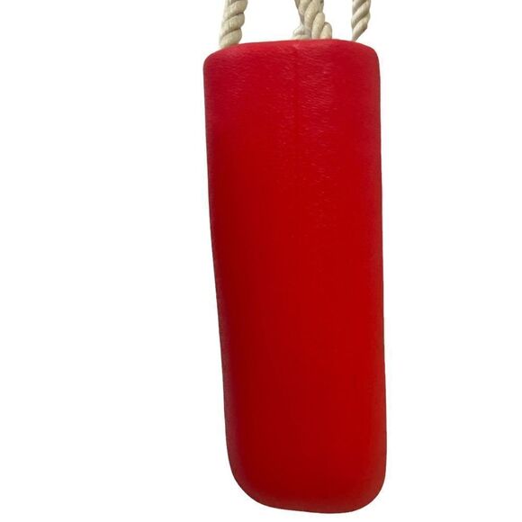 Beach Tote Red Rubber Canvas Lined Tote bag with braided rope handle - Picture 3 of 13